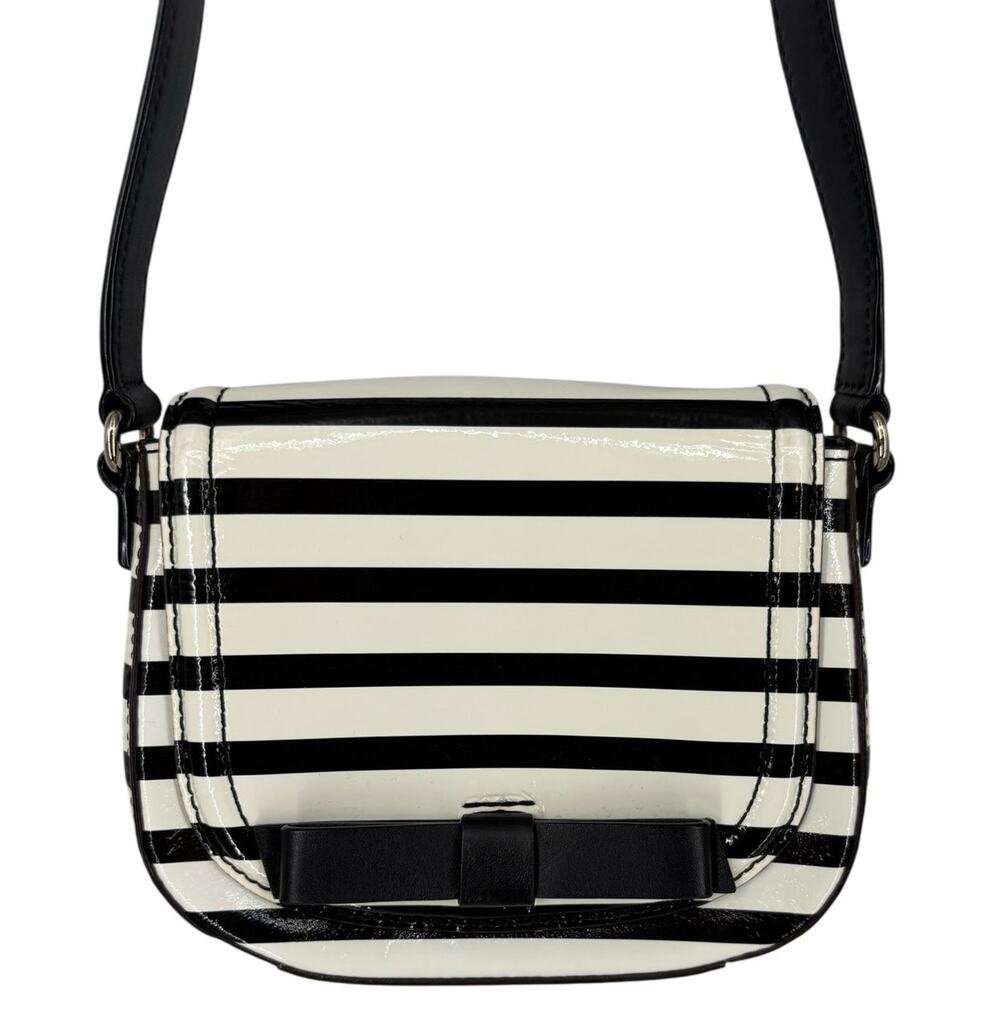 Kate Spade Jade Chelsea Park Striped Patent Leather Bag Crossbody Bow Designer